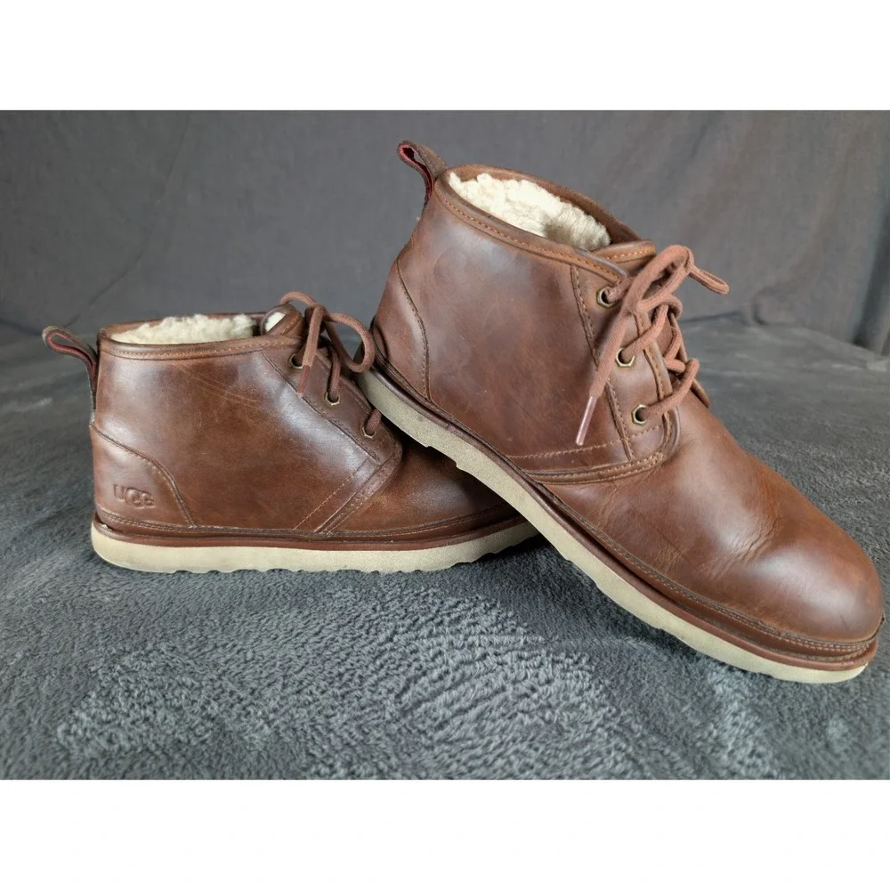 UGG Neumel Waterproof Brown Chukka Shearling Lined Ankle Boots‎ Men Size 12